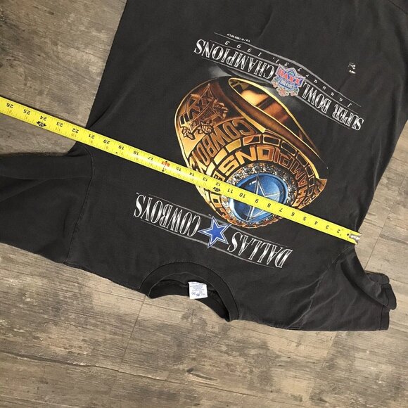 FADED Dallas Cowboys 1993 Super Bowl XXVII Champions Ring T Shirt Large USA Made - Picture 10 of 11